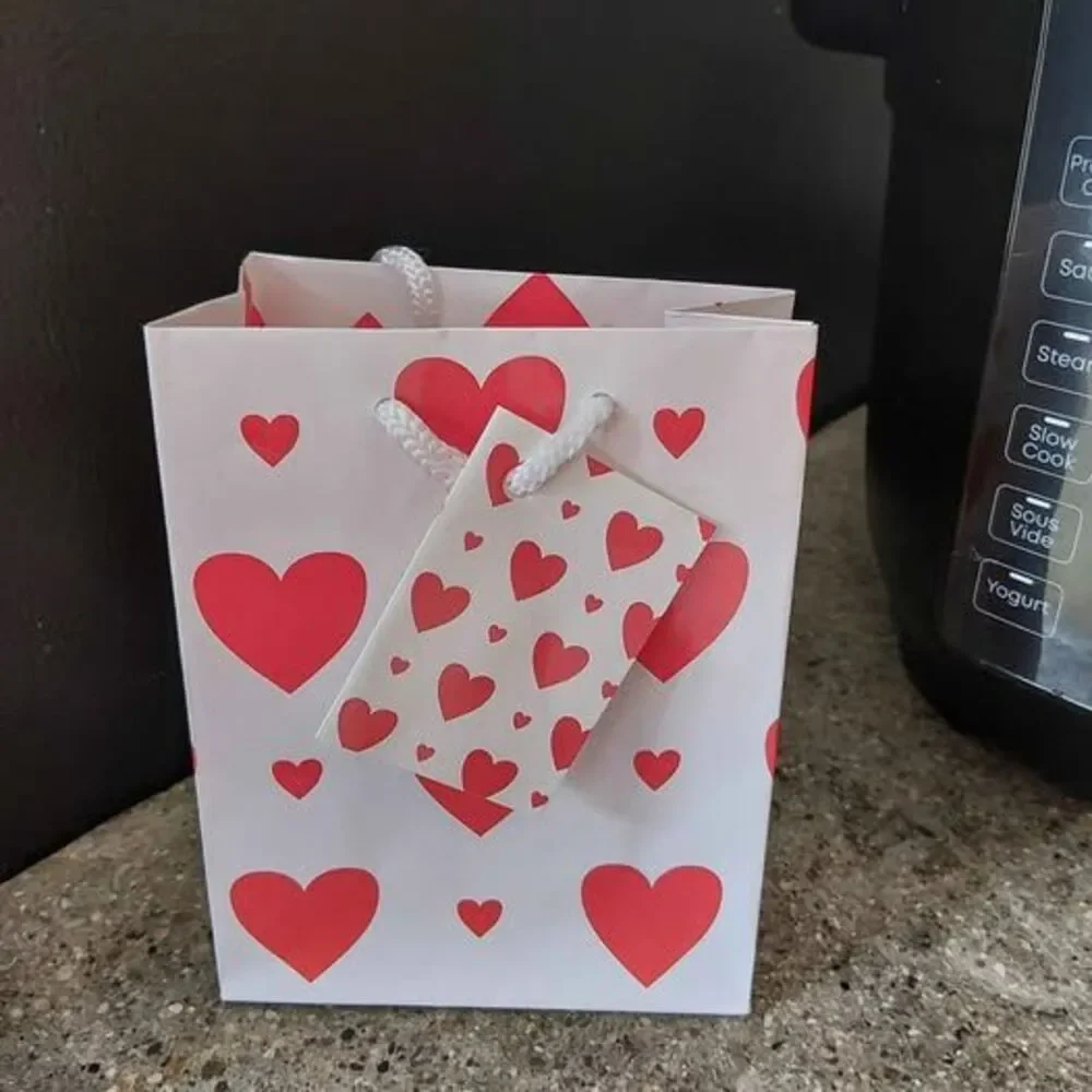 12x BUNDLE- Paper gift bags Valentine's Day Hearts small with tag 4.5